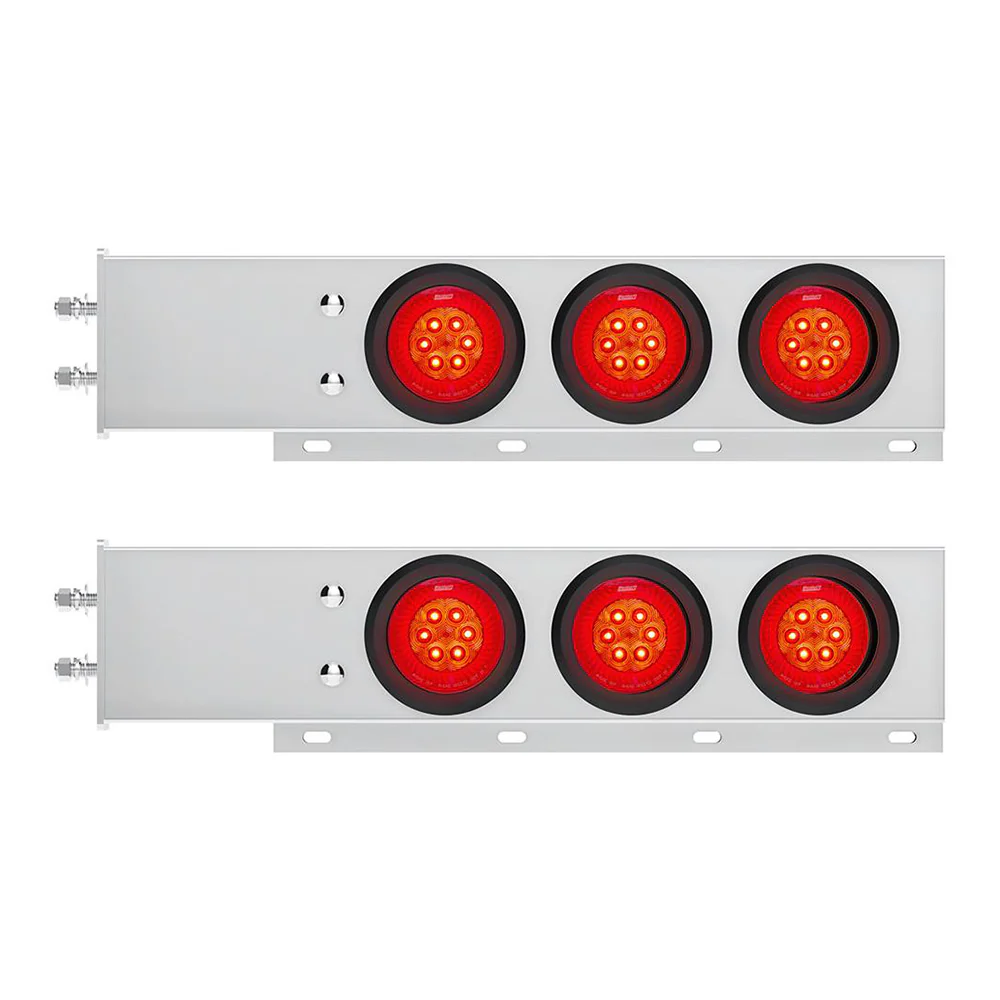 Stainless Steel Spring Loaded Rear Light Bars with LED Turbine lights with Grommet