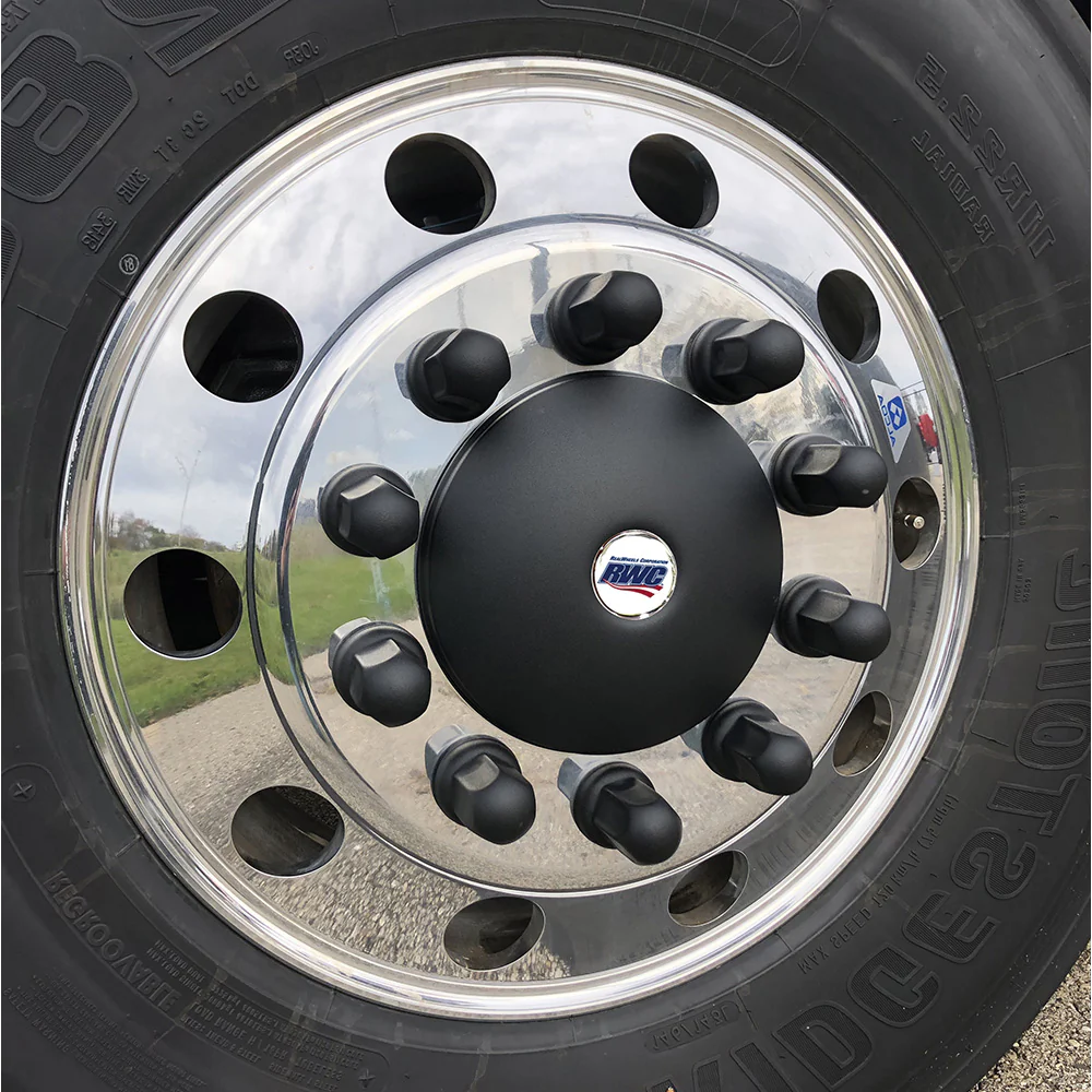Stealth Black Universal Stainless Steel Front Baby Moon Hubcap with Logo - Image 2