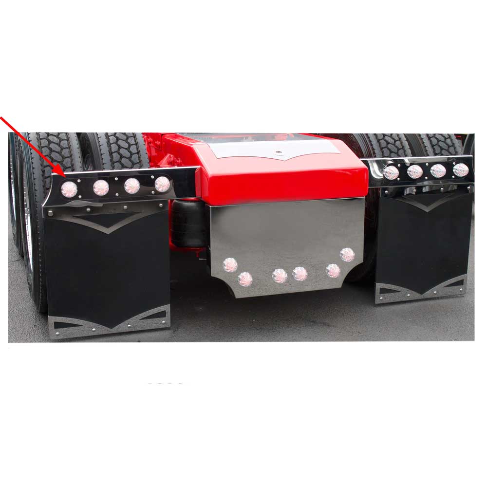 Supreme SS Mud Flap Hangers with Four Clear Watermelon with Red LEDs