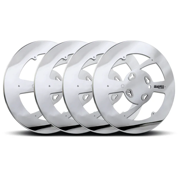 Twist & Lock Aero Wheel Covers, Polished Stainless with Window for Dual Wheel Axles 4PK
