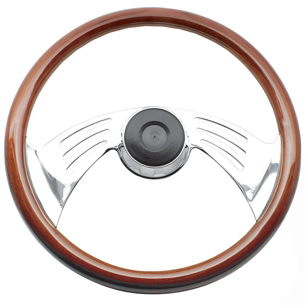 Two-Spoke Wing Rosewood Steering Wheel for Peterbilt, Kenworth, Mack, Western Star