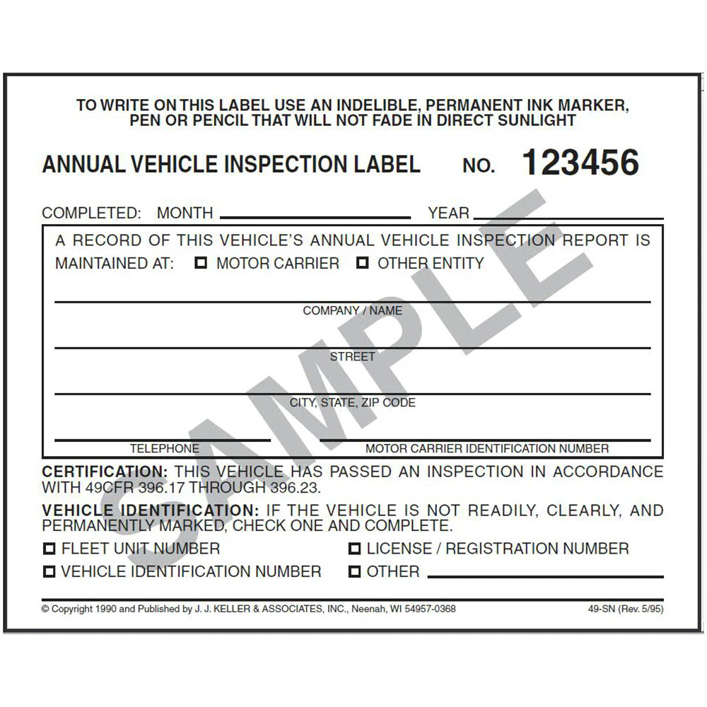 Vinyl Annual Vehicle Inspection Label - Image 2