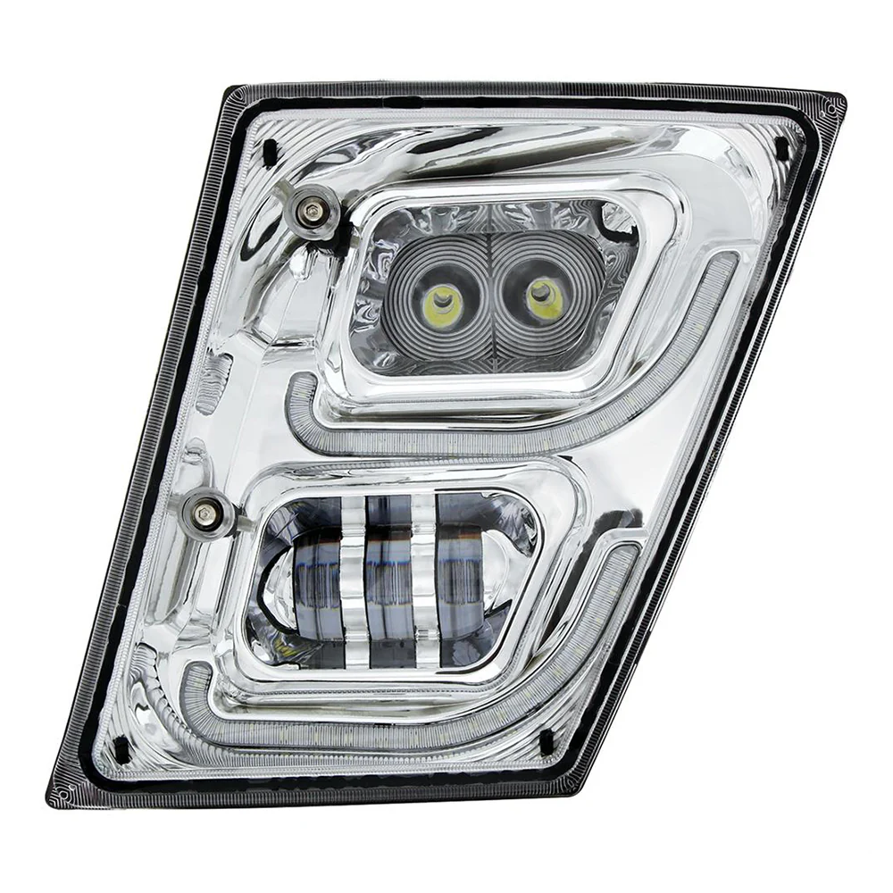 Volvo VN 2003-17 Chrome LED Fog and Daytime Running Lights - Image 2
