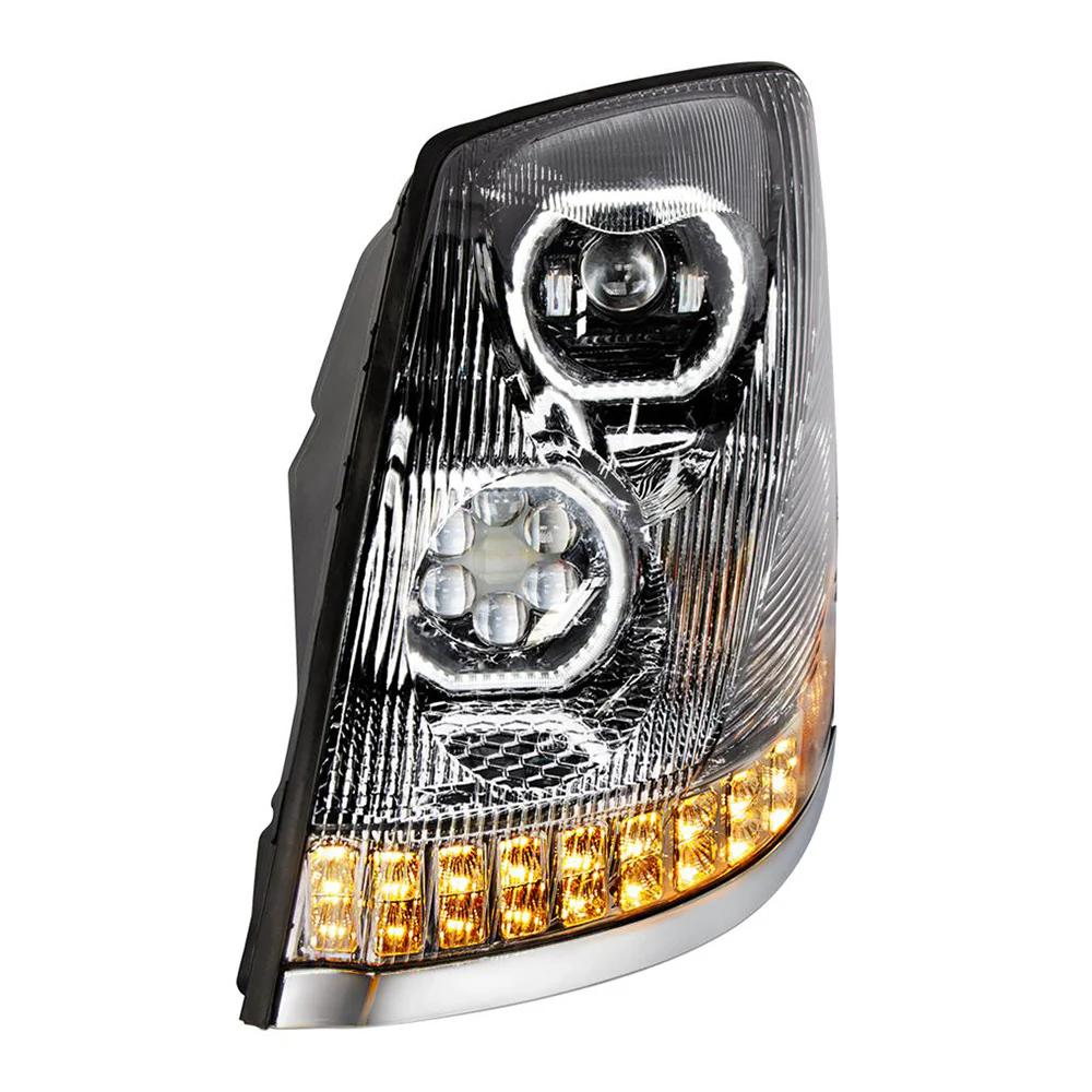 Volvo VN, VNL 2003-2017 Black Inner Housing 10 LED Headlights - Image 4