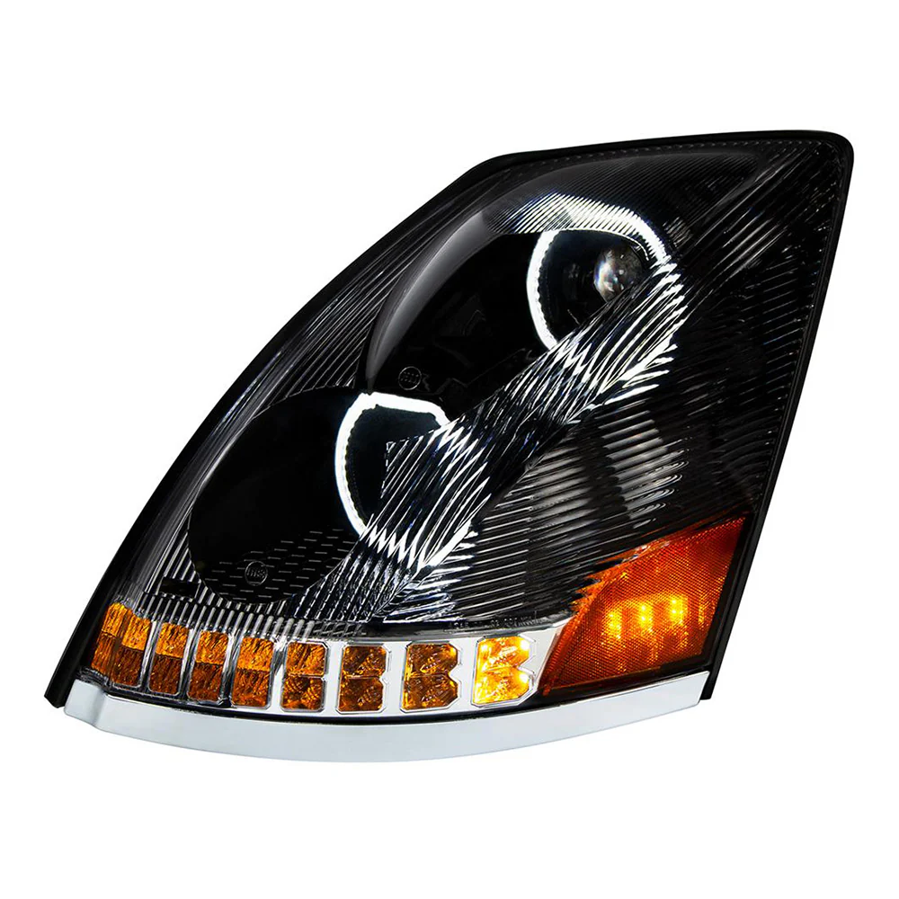 Volvo VN, VNL 2003-2017 Black Inner Housing 10 LED Headlights - Image 6