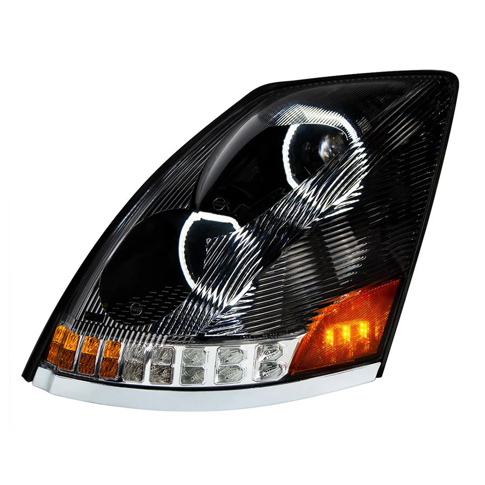Volvo VN, VNL 2003-2017 Black Inner Housing 10 LED Headlights - Image 9