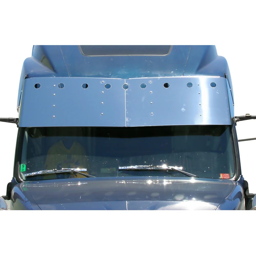 Volvo VN, VNL 2004-2017 Condo 19" SS Drop Visor with Nine 2" Light Cutouts
