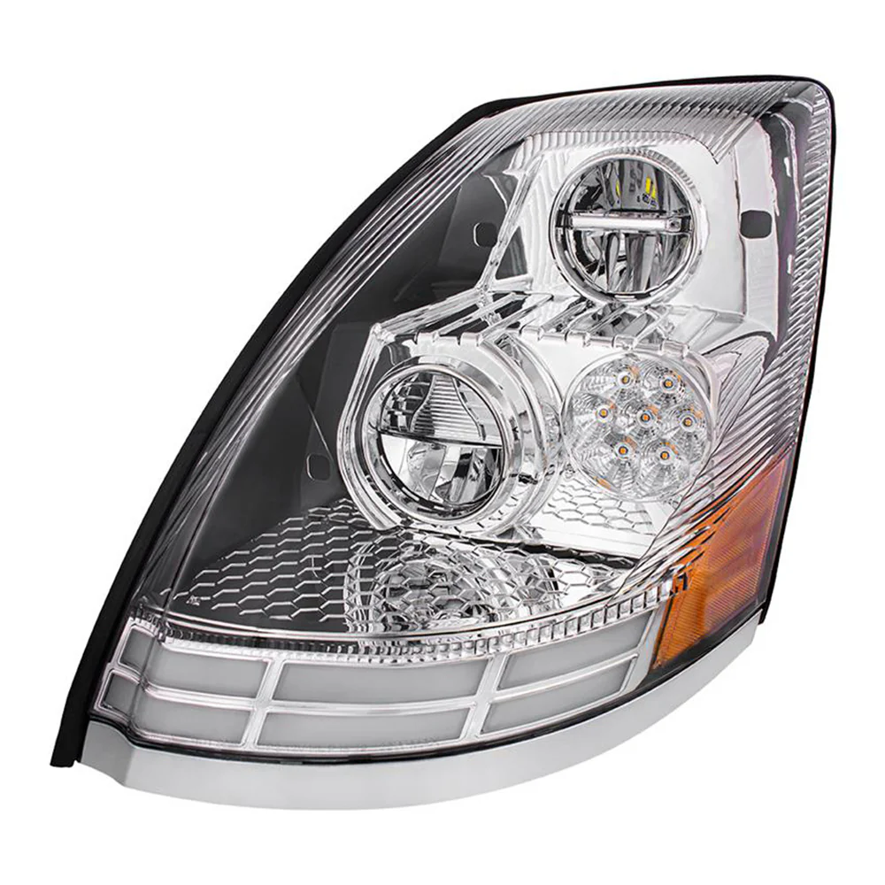 Volvo VN, VNL 2009-2017 LED Headlight with Dual Color LED Light Bars - Image 2
