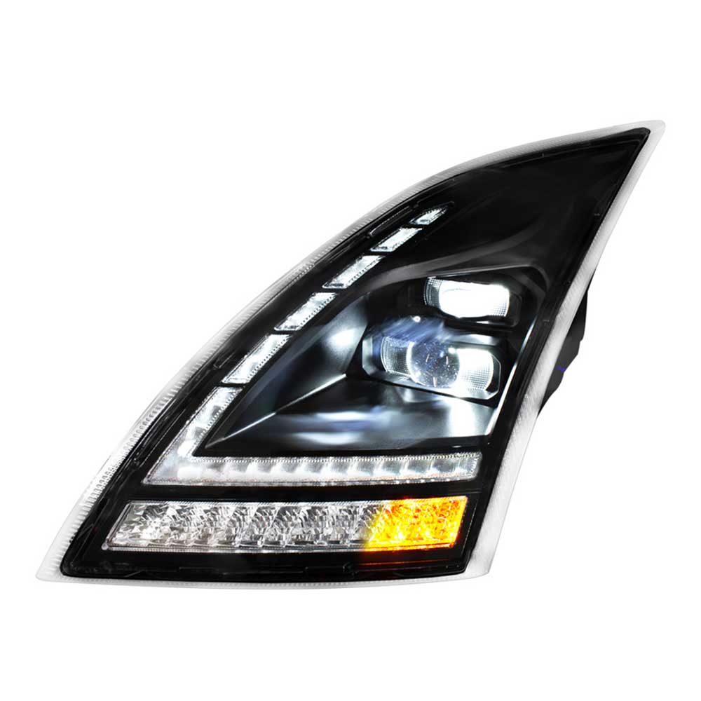 Volvo VNL 2018+ Black LED Headlight with Switchable Sequential Turn Signal - Image 4