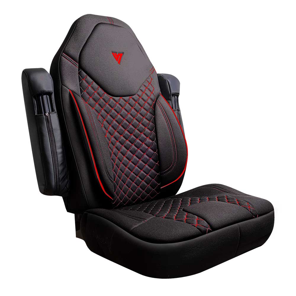 Volvo VNL, VNR 2019+ Black Cloth Seat Covers - Image 4