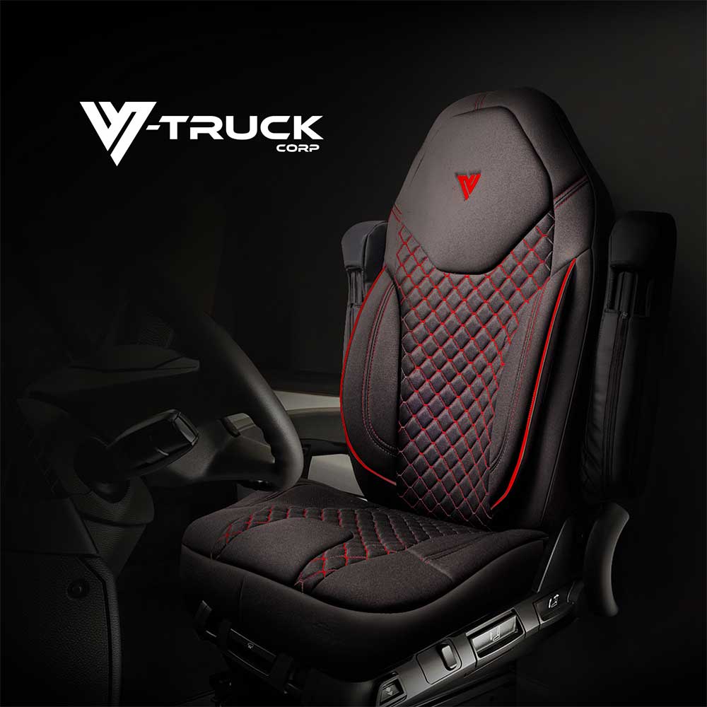 Volvo VNL, VNR 2019+ Black Cloth Seat Covers - Image 5
