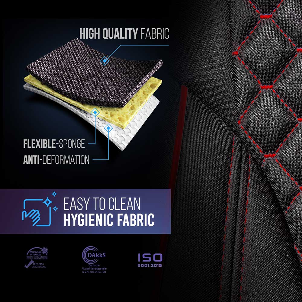 Volvo VNL, VNR 2019+ Black Cloth Seat Covers - Image 7