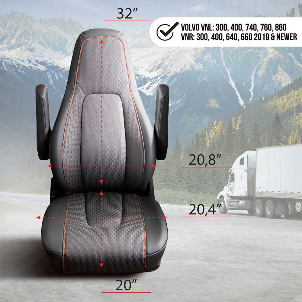 Volvo VNL, VNR 2019+ Black Faux Leather Seat Cover - Image 7