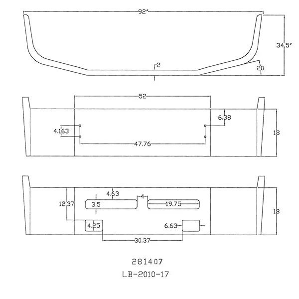 Volvo VNL610, VNL660, VNL770 18" Chrome Bumper - Image 3