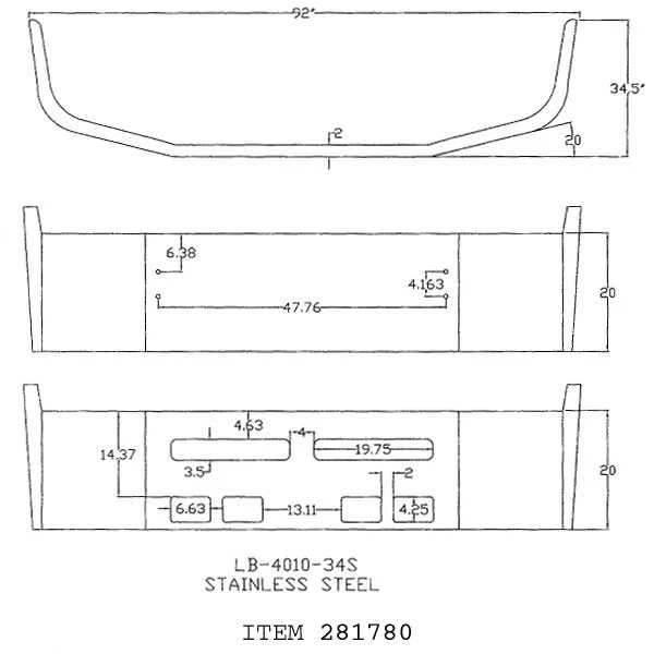 Volvo VNL610, VNL660, VNL770 20" Stainless Bumper
