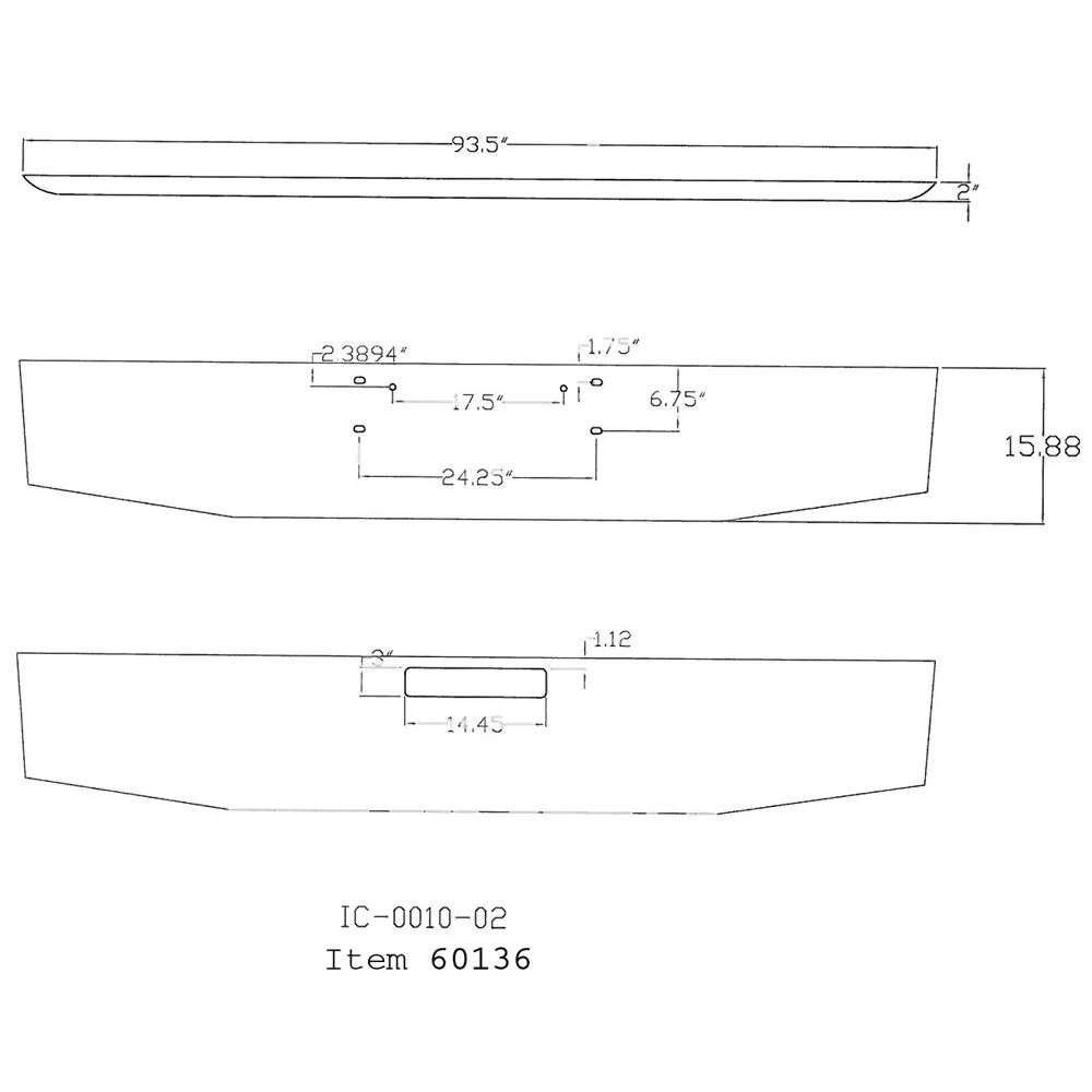 Western Star 16" Tapered Chrome Bumper - Image 3