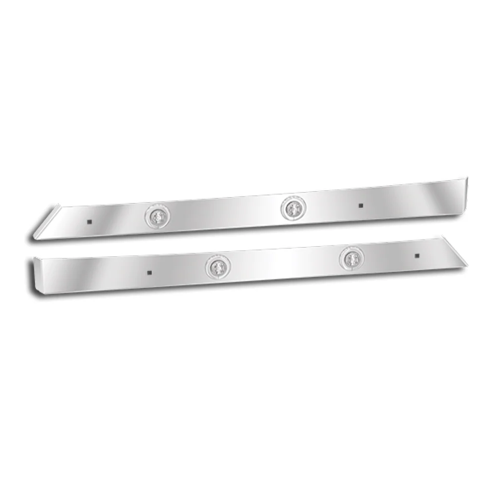 Western Star 304 Stainless Steel Cab/Cowl Trim Panels With Two 3/4" Amber Clear lights