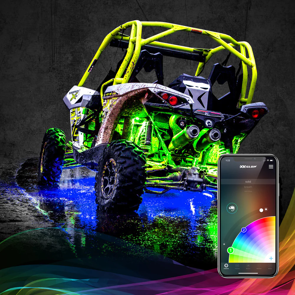 XK GLOW 8-Piece Multi Color Rock Light Under Glow Set with Dash Mount Pad Controller - Image 6