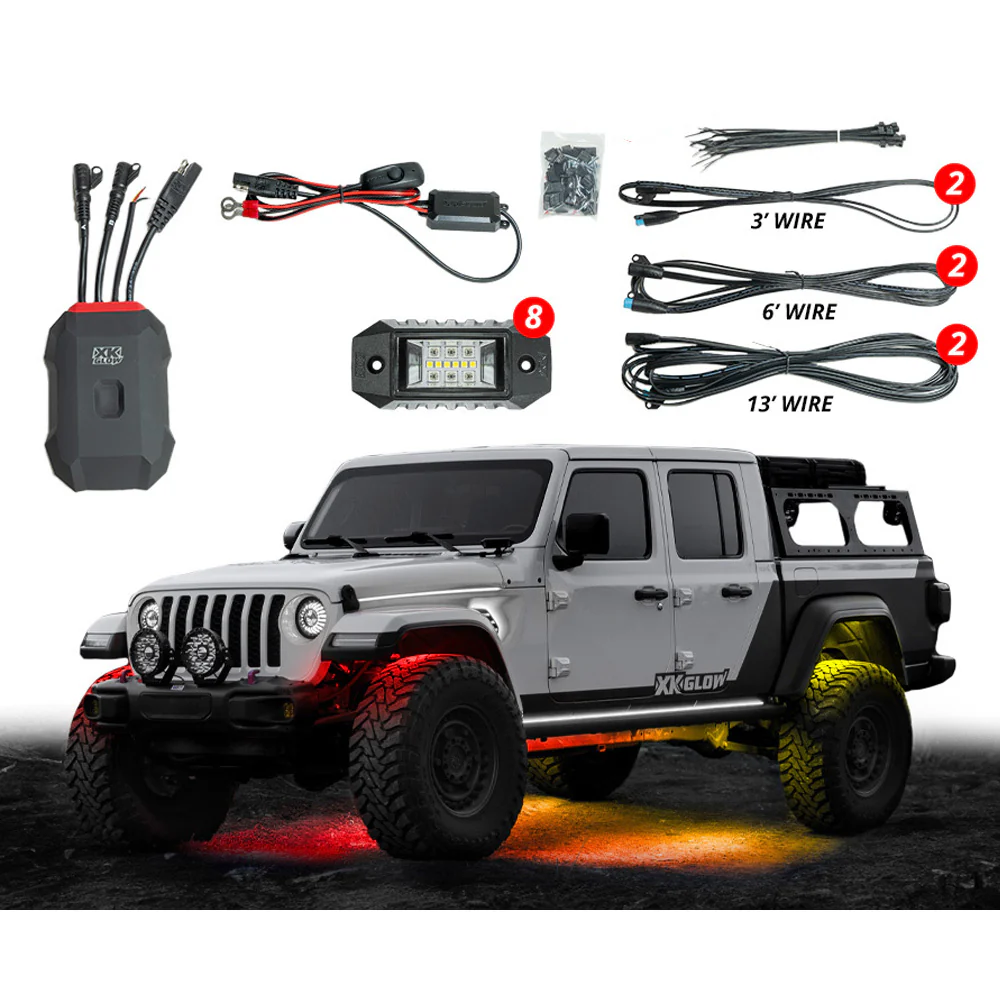 XKMax Eight Piece LED Rock Light Kit