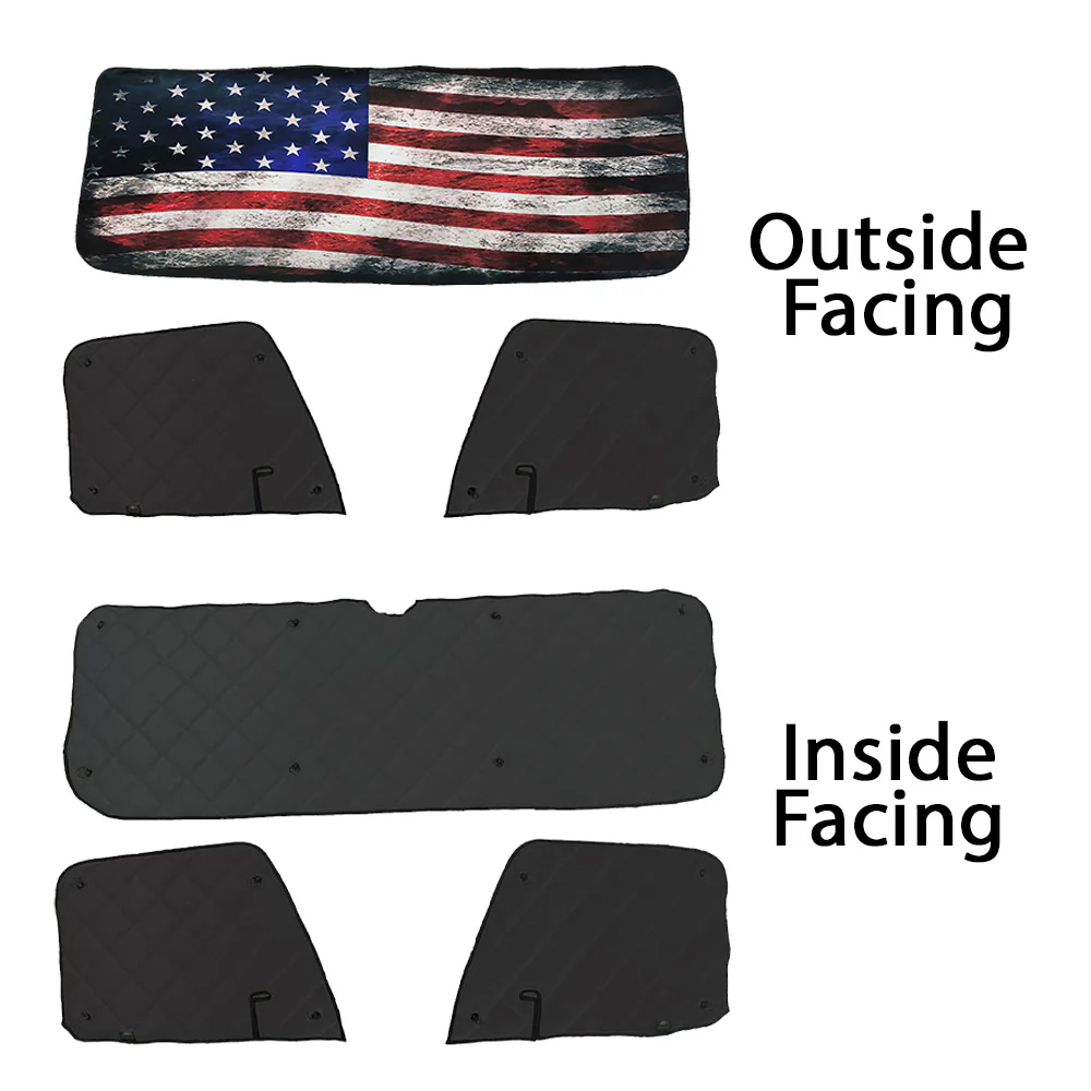 Freightliner ZenEclipse Blackout Window Covers with Old Glory Flag - Image 2