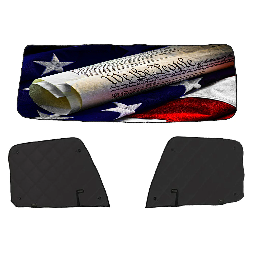 Freightliner ZenEclipse Blackout Window Covers with We The People Flag - Image 2