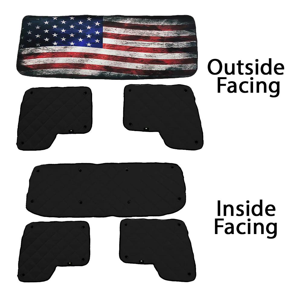 Kenworth with DayLite Door ZenEclipse Blackout Window Covers with Old Glory Flag
