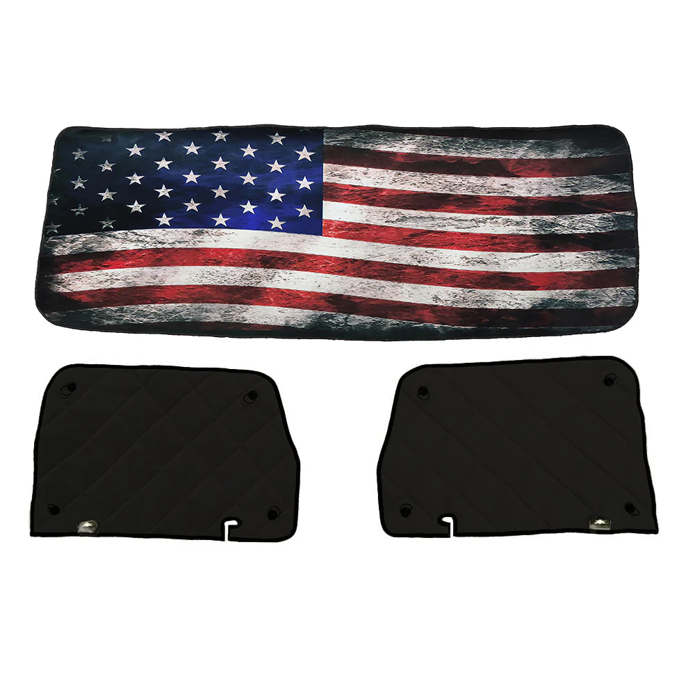 Peterbilt ZenEclipse Blackout Window Covers with Old Glory Flag, Black Inside - Image 2