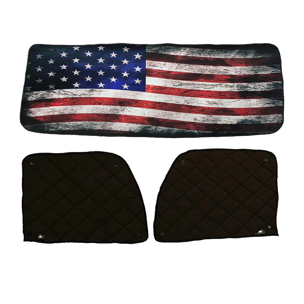 Peterbilt ZenEclipse Blackout Window Covers with Old Glory Flag, Black Inside - Image 2