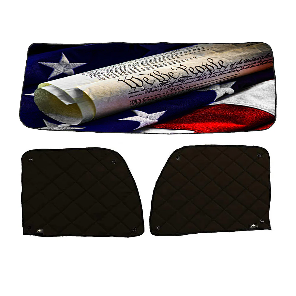 Peterbilt ZenEclipse Blackout Window Covers with We The People Flag - Image 2