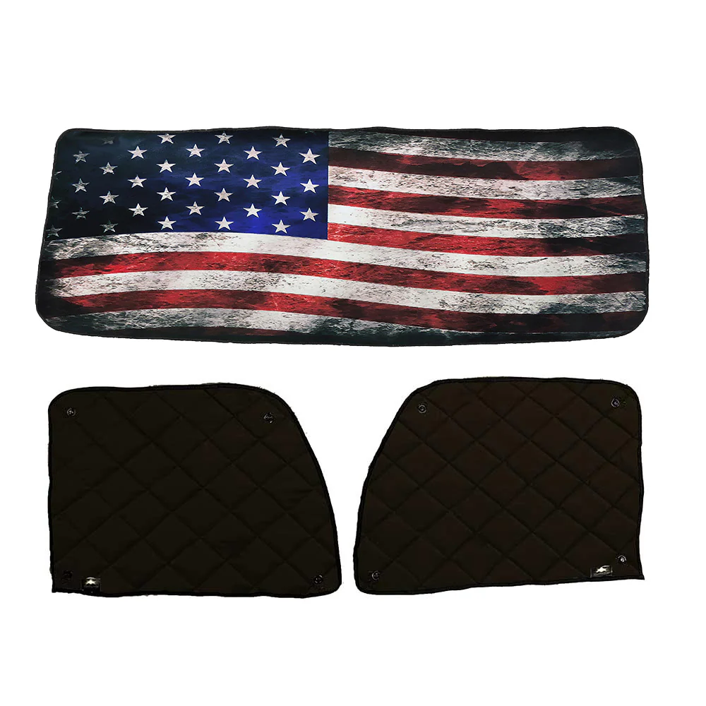 Peterbilt ZenEclipse Blackout Window Covers with Old Glory Flag, Black Inside - Image 2
